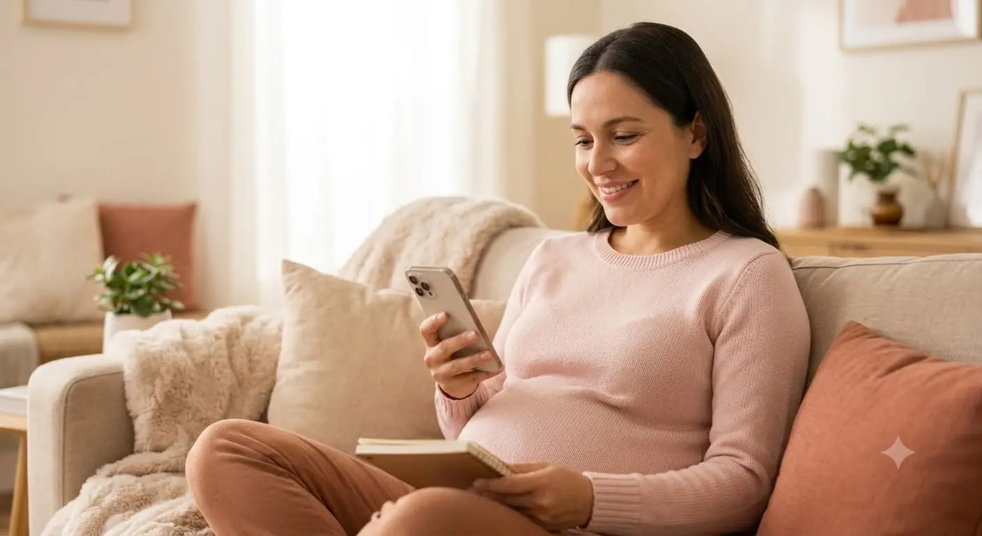 Gestante fazendo coração na barriga